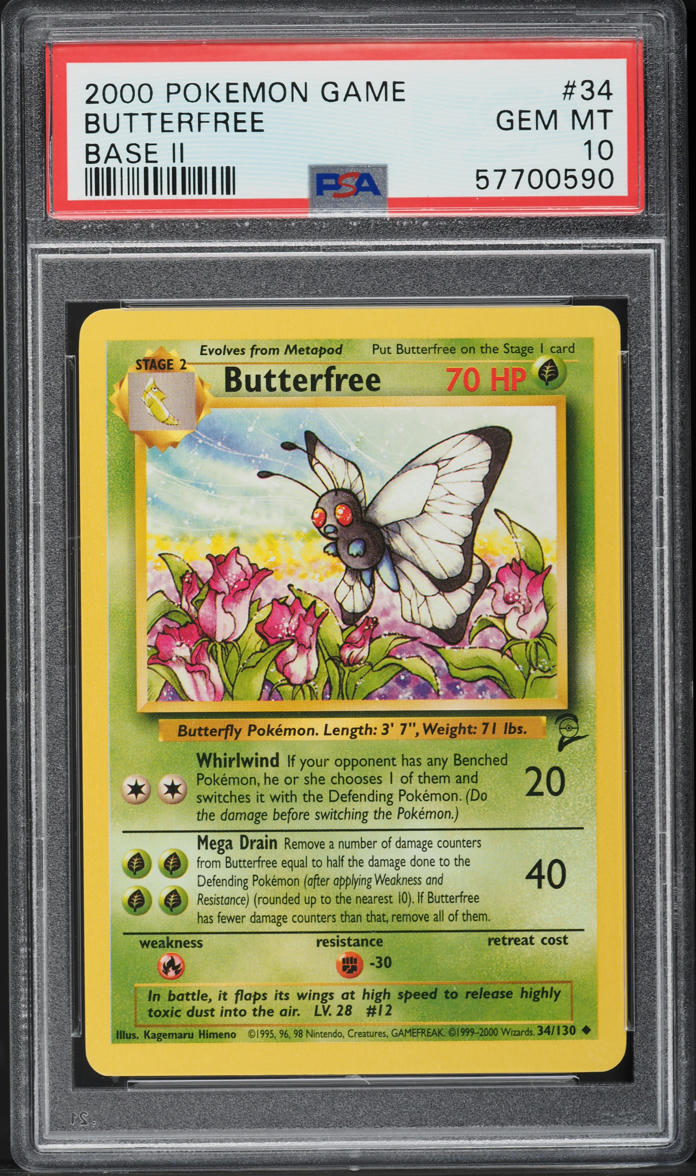 2000 POKEMON BASE SET 2 BUTTERFREE #34 PSA 10 GEM MINT