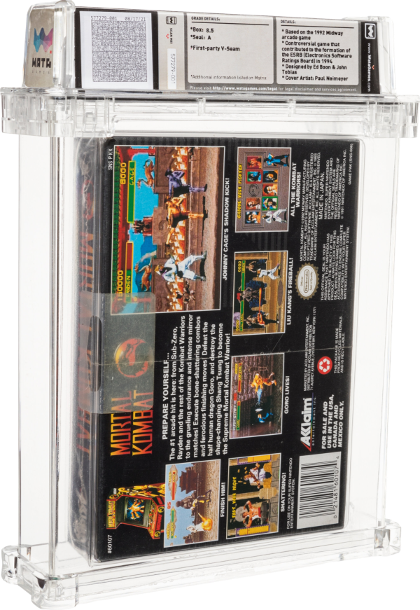 1993 MORTAL KOMBAT SUPER NINTENDO ENTERTAINMENT SYSTEM SNES WATA 8.5 A SEALED