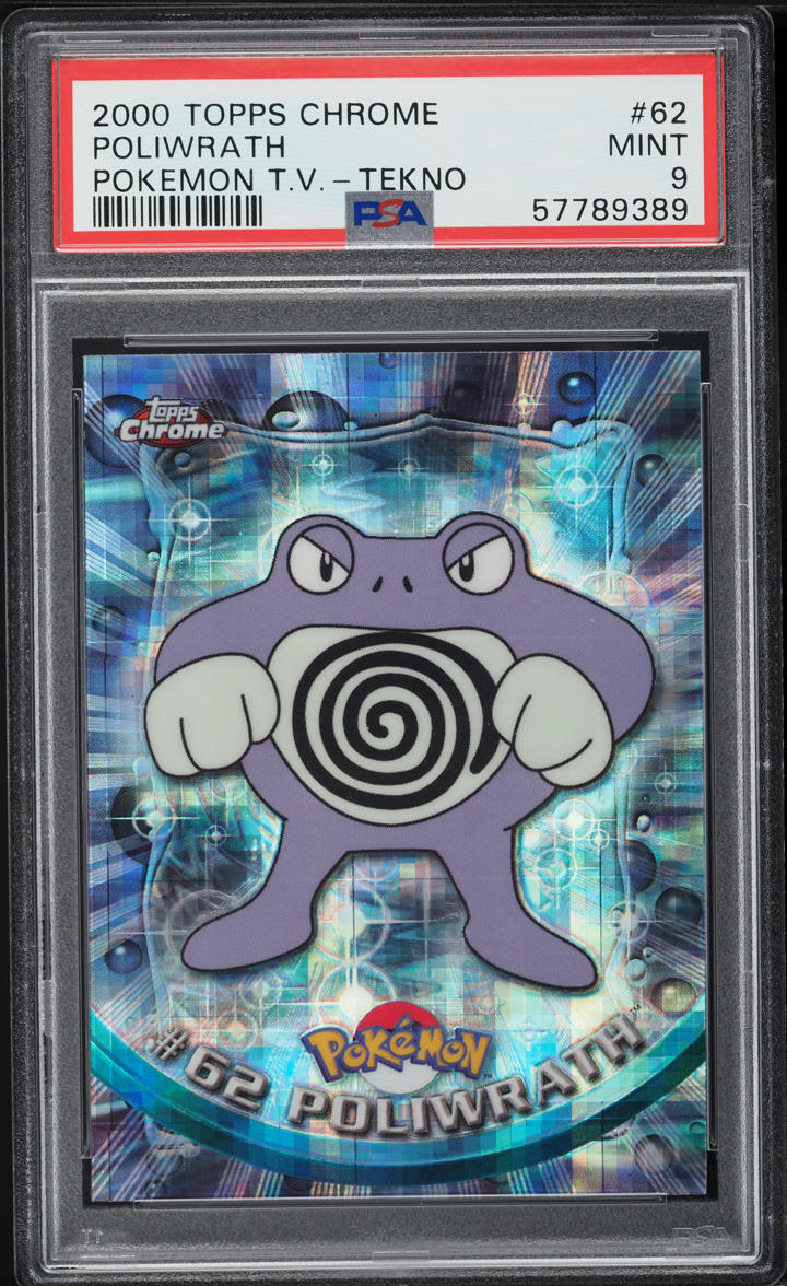 2000 TOPPS CHROME POKEMON SERIES 1 TEKNO POLIWRATH #62 PSA 9 MINT