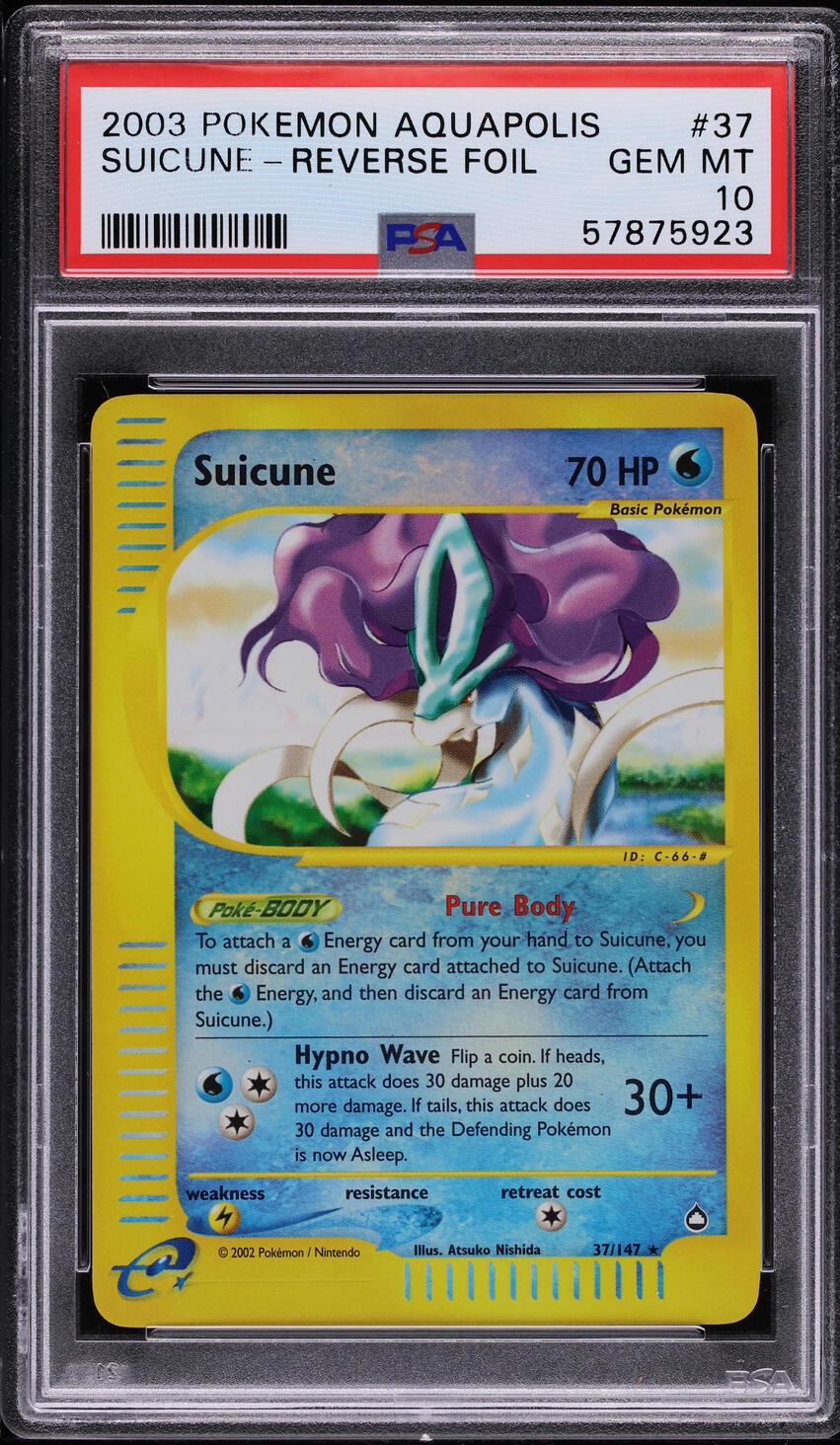 2003 POKEMON AQUAPOLIS REVERSE HOLO SUICUNE #37 PSA 10 GEM MINT