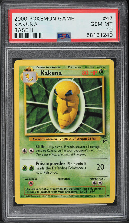 2000 POKEMON BASE SET 2 KAKUNA #47 PSA 10 GEM MINT