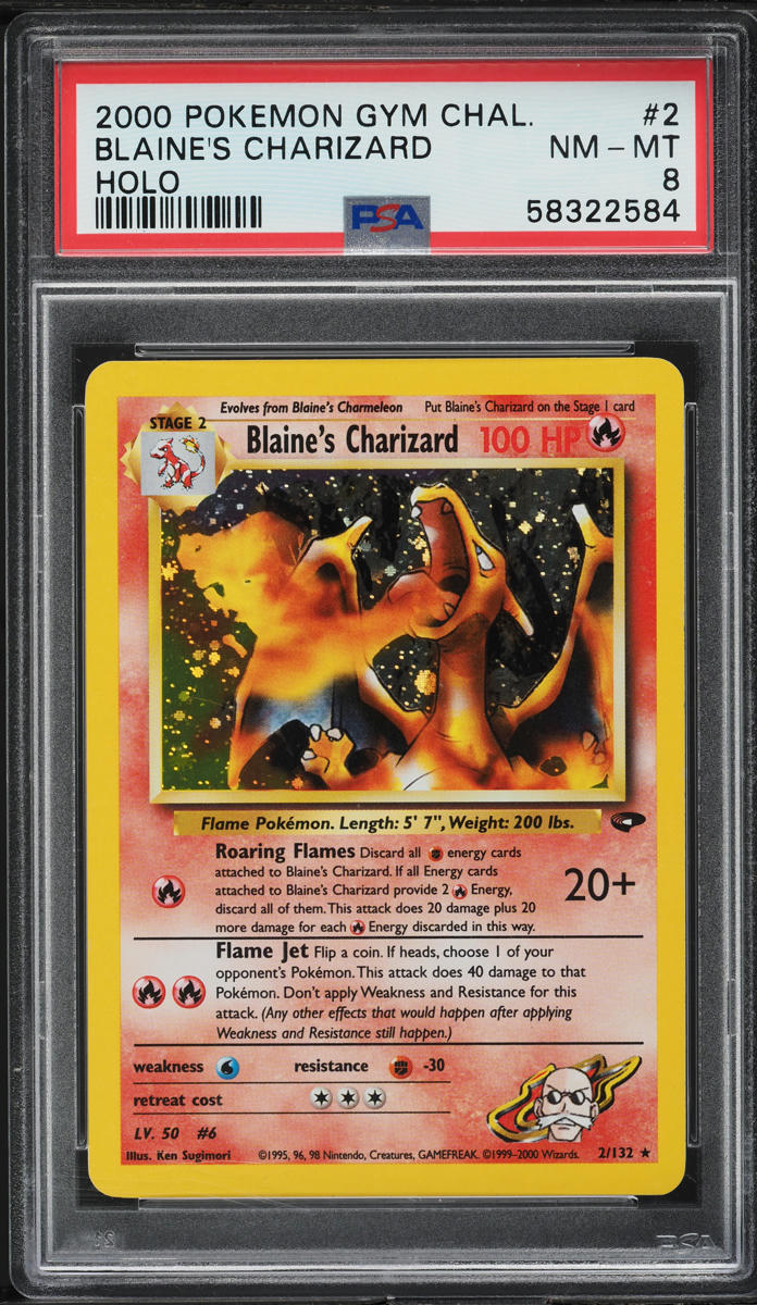 2000 POKEMON GYM CHALLENGE HOLO BLAINE'S CHARIZARD #2 PSA 8 NM-MT