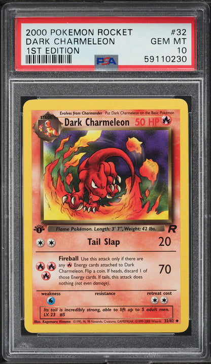 2000 POKEMON TEAM ROCKET 1ST EDITION DARK CHARMELEON #32 PSA 10 GEM MINT