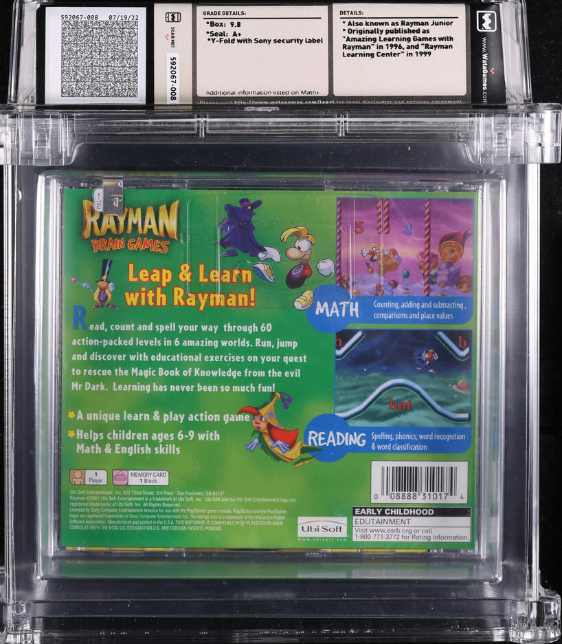 2001 RAYMAN BRAIN GAMES SONY PLAYSTATION 1 PS1 WATA 9.8 A+ SEALED