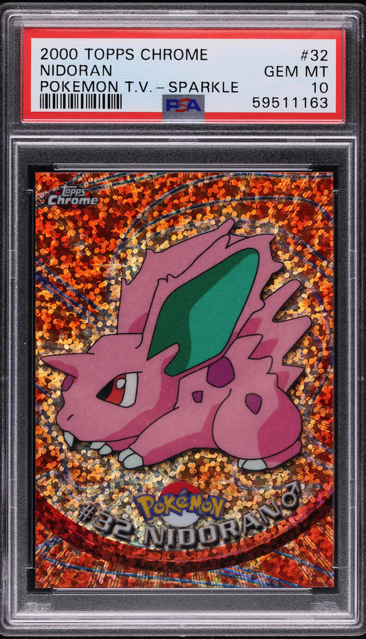 2000 TOPPS CHROME POKEMON T.V. SPARKLE NIDORAN #32 PSA 10 GEM MINT