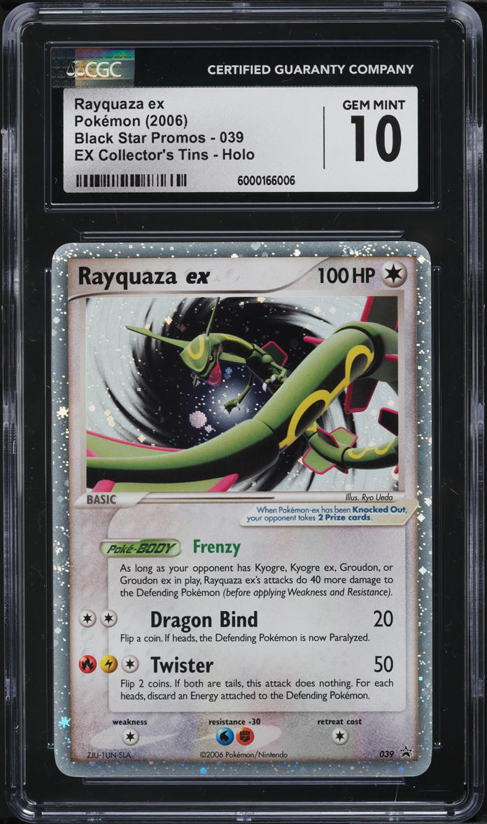 2006 POKEMON BLACK STAR PROMO EX COLLECTOR'S TINS HOLO RAYQUAZA EX #39 CGC 10