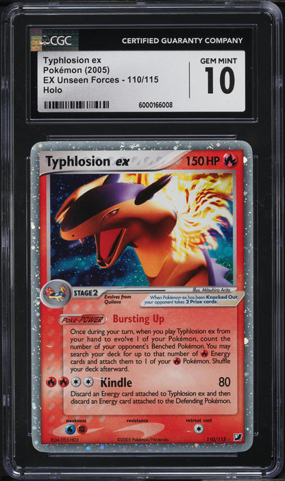 2005 POKEMON EX UNSEEN FORCES HOLO TYPHLOSION EX #110 CGC 10 GEM MINT