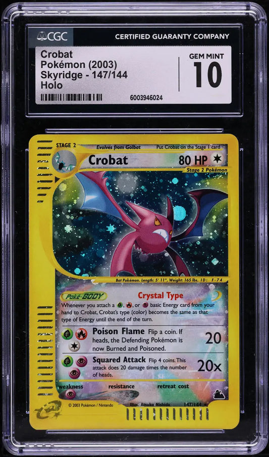 2003 POKEMON SKYRIDGE HOLO CRYSTAL CROBAT #147 CGC 10 GEM MINT