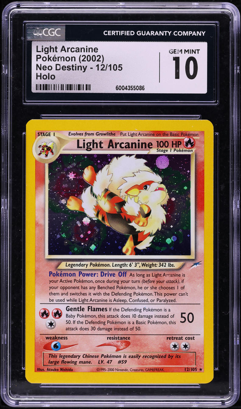2002 POKEMON NEO DESTINY HOLO LIGHT ARCANINE #12 CGC 10 GEM MINT