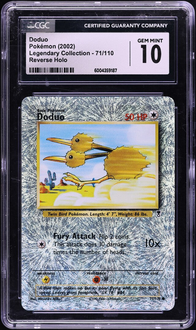 2002 POKEMON LEGENDARY COLLECTION REVERSE HOLO DODUO #71 CGC 10 GEM MINT