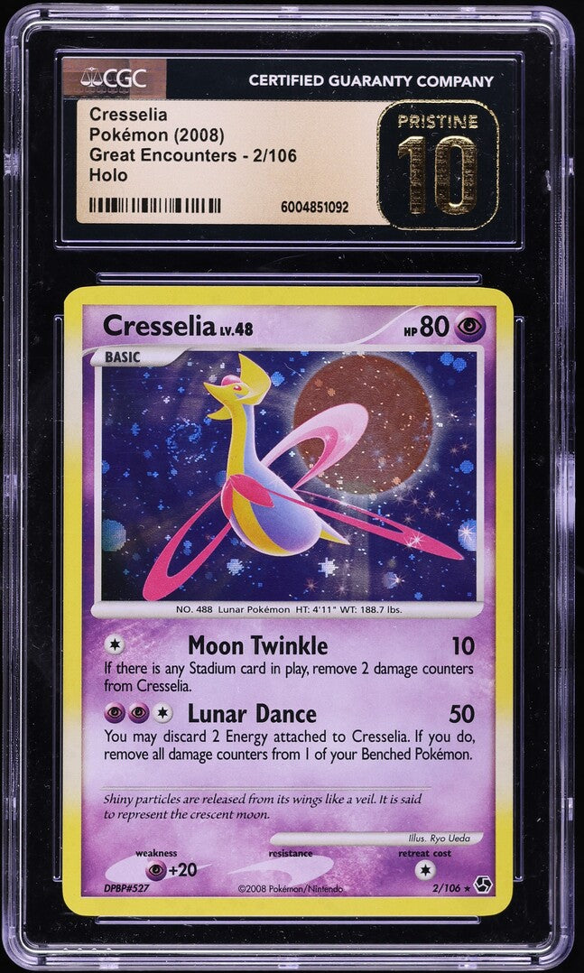 2008 POKEMON DIAMOND & PEARL GREAT ENCOUNTERS HOLO CRESSELIA #2 CGC 10 PRISTINE