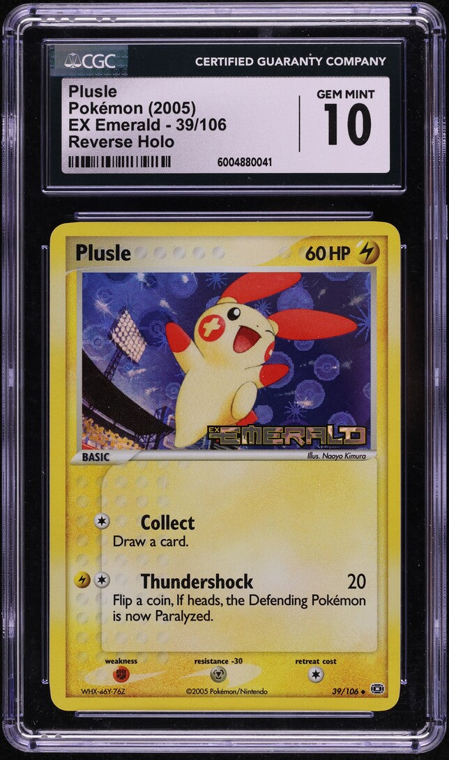 2005 POKEMON EX EMERALD REVERSE HOLO PLUSLE #39 CGC 10 GEM MINT
