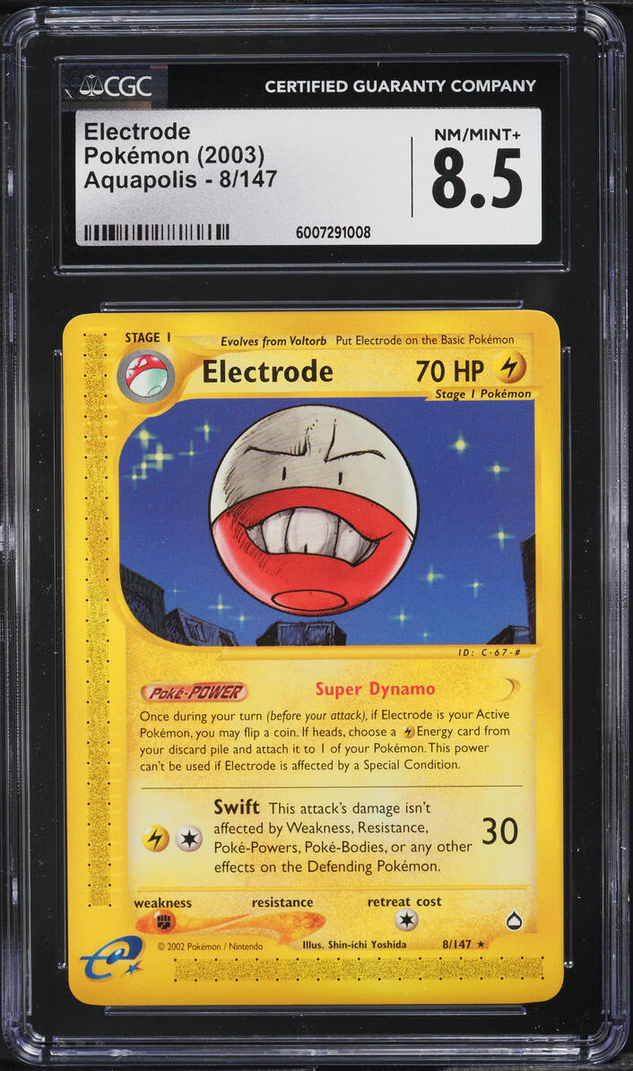 2003 POKEMON AQUAPOLIS ELECTRODE #8 CGC 8.5 NM-MT+