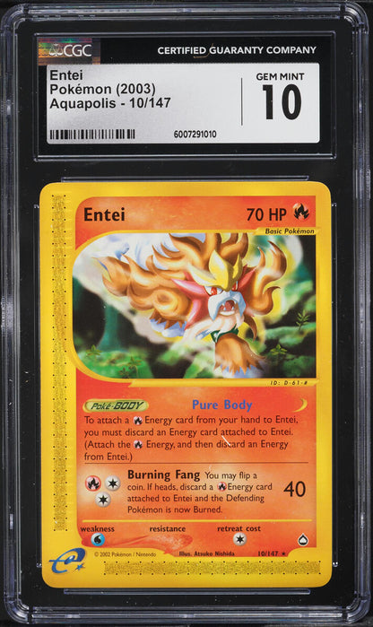 2003 POKEMON AQUAPOLIS ENTEI #10 CGC 10 GEM MINT