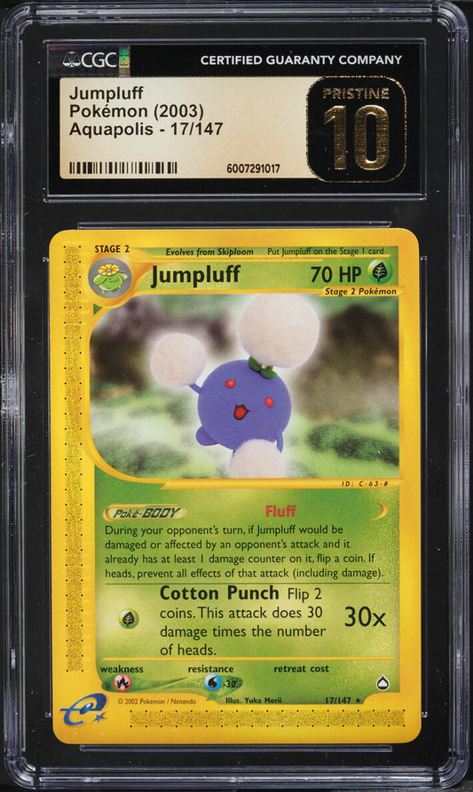 2003 POKEMON AQUAPOLIS JUMPLUFF #17 CGC 10 PRISTINE