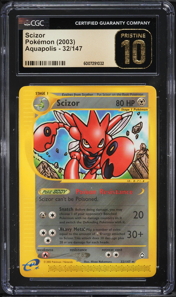 2003 POKEMON AQUAPOLIS SCIZOR #32 CGC 10 PRISTINE