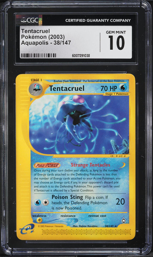 2003 POKEMON AQUAPOLIS TENTACRUEL #38 CGC 10 GEM MINT