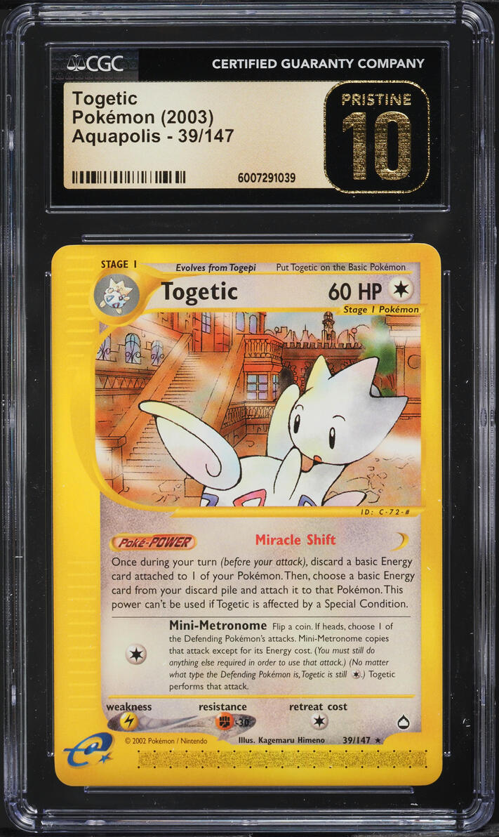 2003 POKEMON AQUAPOLIS TOGETIC #39 CGC 10 PRISTINE