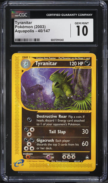 2003 POKEMON AQUAPOLIS TYRANITAR #40 CGC 10 GEM MINT