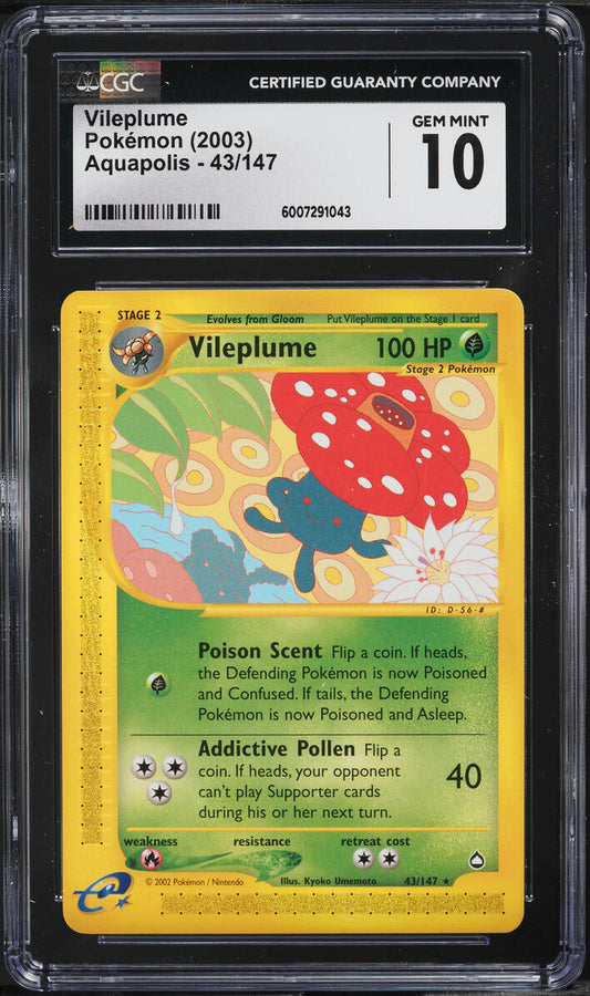 2003 POKEMON AQUAPOLIS VILEPLUME #43 CGC 10 GEM MINT