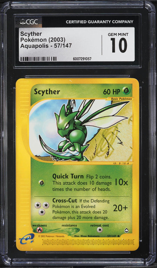 2003 POKEMON AQUAPOLIS SCYTHER #57 CGC 10 GEM MINT