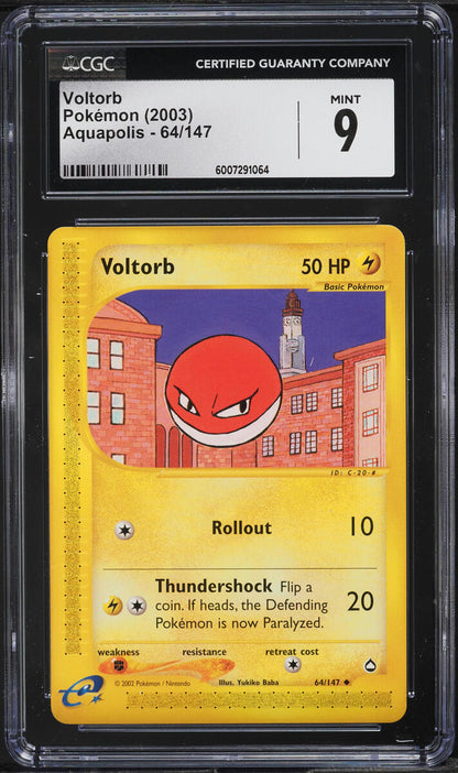 2003 POKEMON AQUAPOLIS VOLTORB #64 CGC 9 MINT