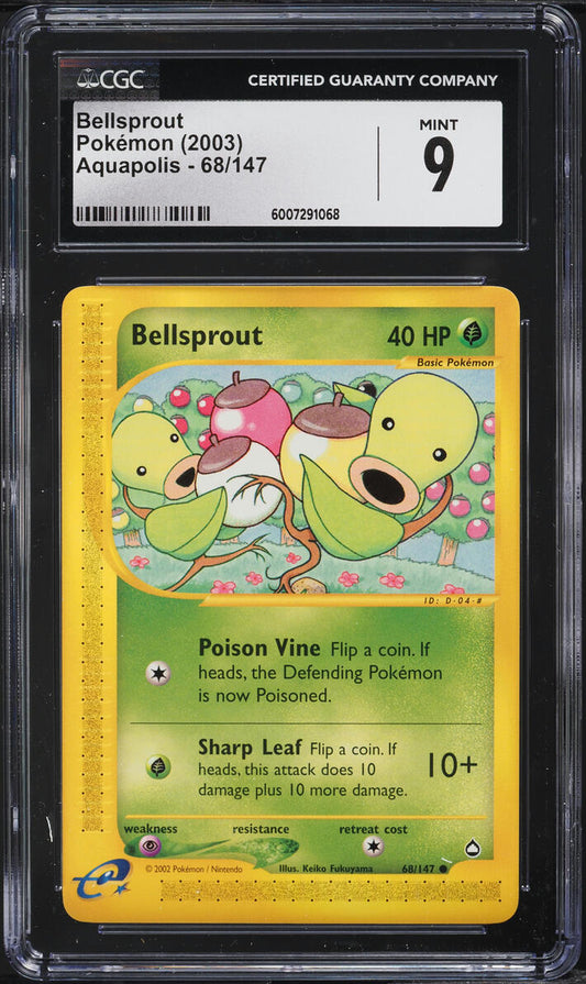 2003 POKEMON AQUAPOLIS BELLSPROUT #68 CGC 9 MINT