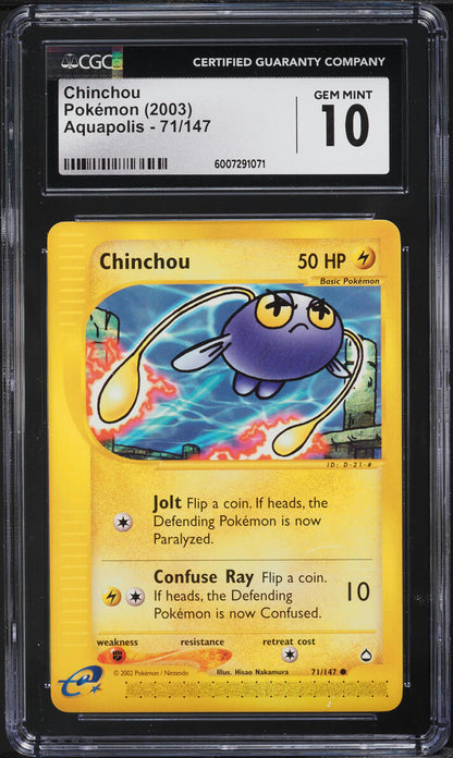 2003 POKEMON AQUAPOLIS CHINCHOU #71 CGC 10 GEM MINT