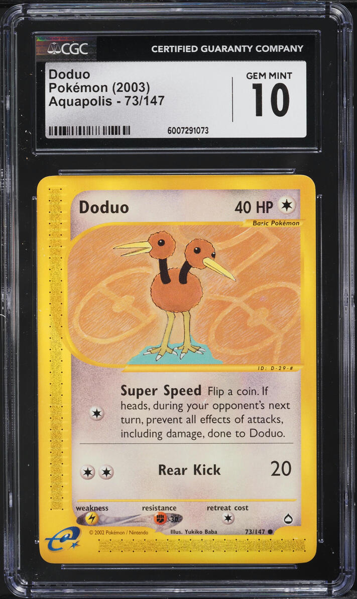 2003 POKEMON AQUAPOLIS DODUO #73 CGC 10 GEM MINT