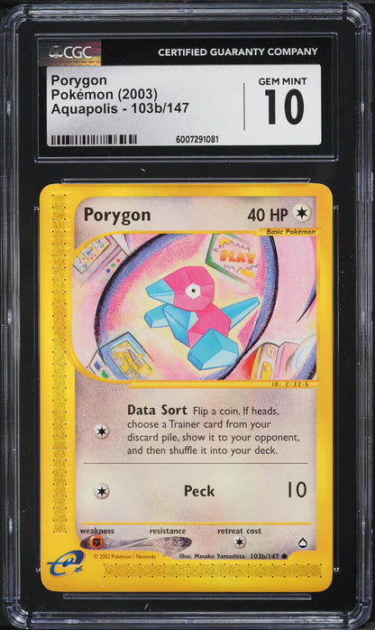 2003 POKEMON AQUAPOLIS PORYGON #103A CGC 10 GEM MINT