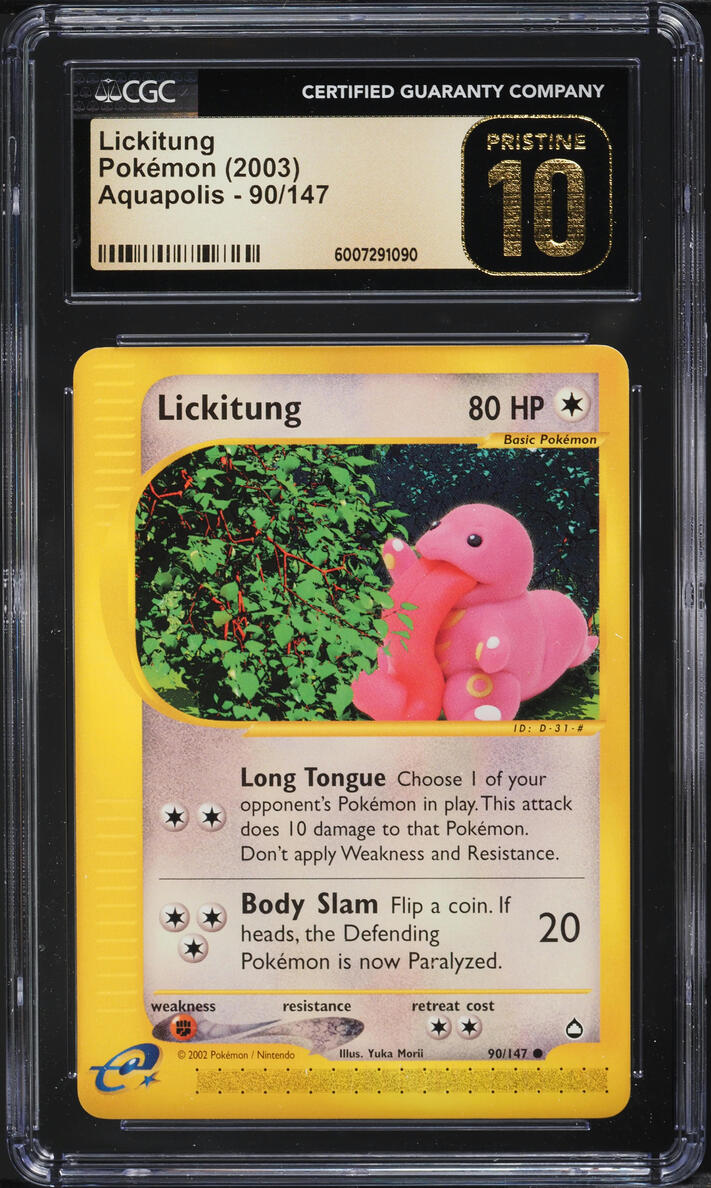 2003 POKEMON AQUAPOLIS LICKITUNG #90 CGC 10 PRISTINE