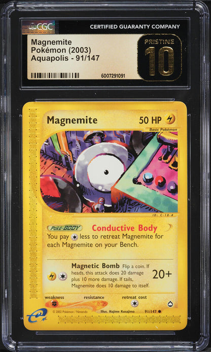 2003 POKEMON AQUAPOLIS MAGNEMITE #91 CGC 10 PRISTINE