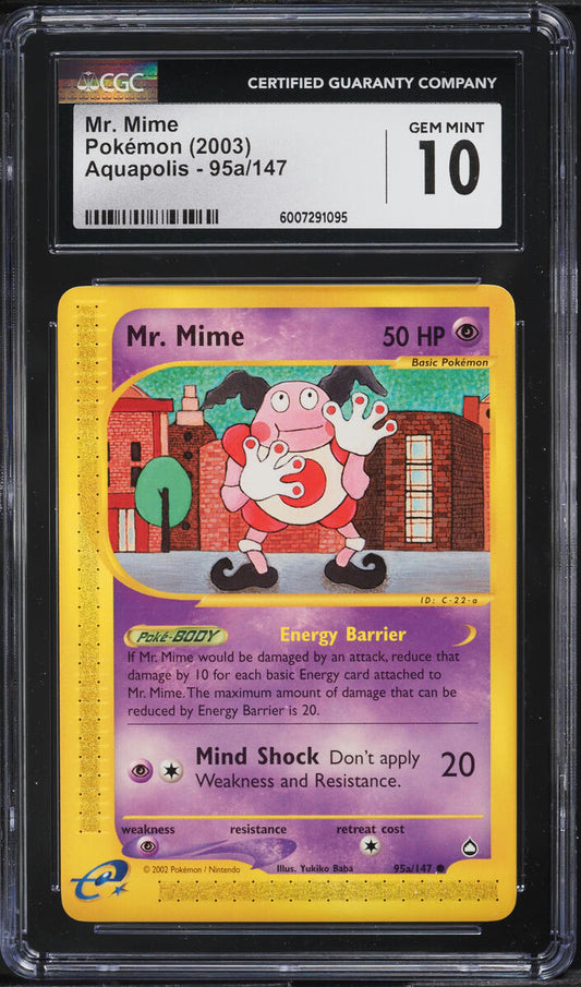 2003 POKEMON AQUAPOLIS MR. MIME #95B CGC 10 GEM MINT