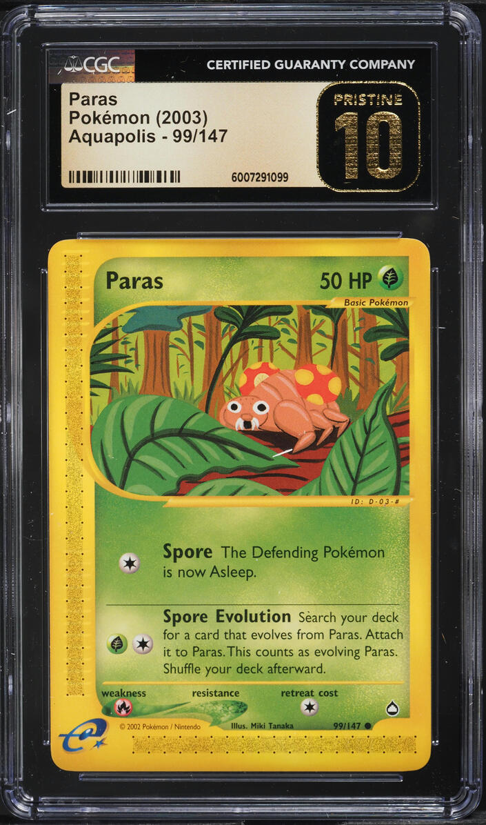 2003 POKEMON AQUAPOLIS PARAS #99 CGC 10 PRISTINE