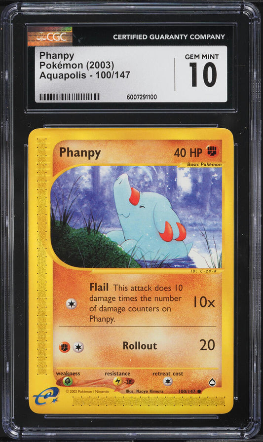 2003 POKEMON AQUAPOLIS PHANPY #100 CGC 10 GEM MINT