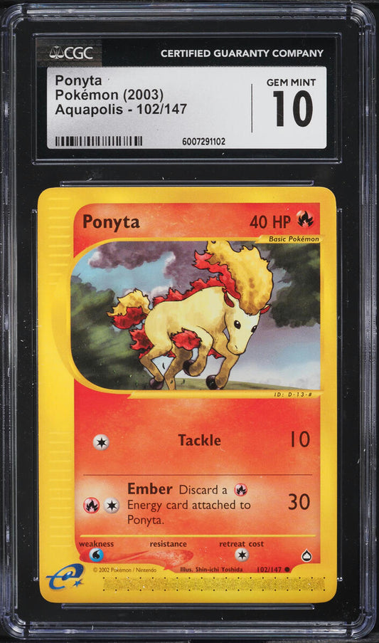 2003 POKEMON AQUAPOLIS PONYTA #102 CGC 10 GEM MINT