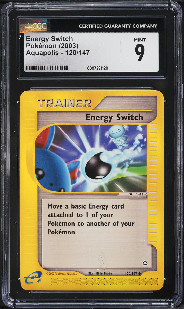 2003 POKEMON AQUAPOLIS ENERGY SWITCH #120 CGC 9 MINT