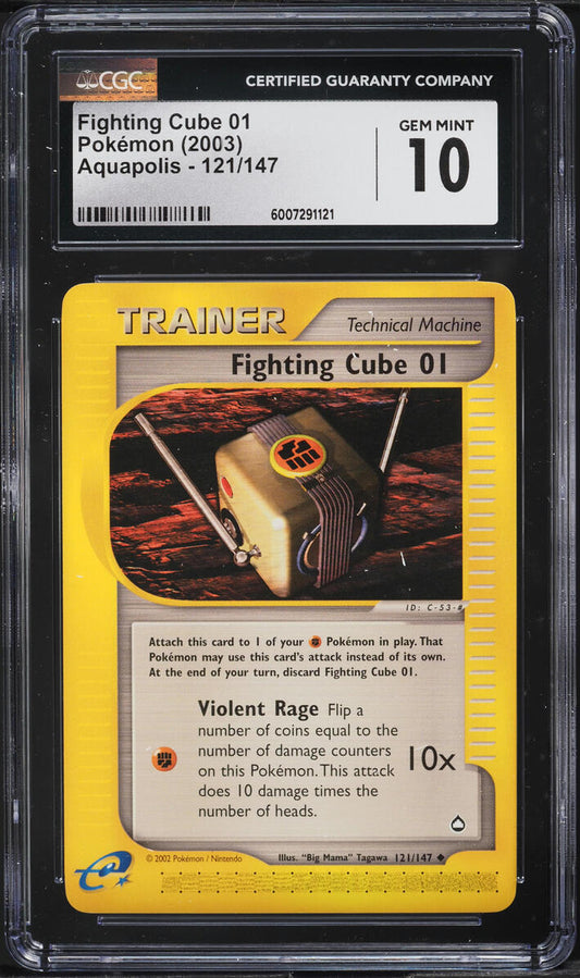 2003 POKEMON AQUAPOLIS FIGHTING CUBE 01 #121 CGC 10 GEM MINT