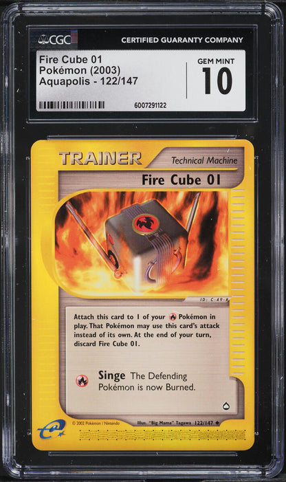 2003 POKEMON AQUAPOLIS FIRE CUBE 01 #122 CGC 10 GEM MINT