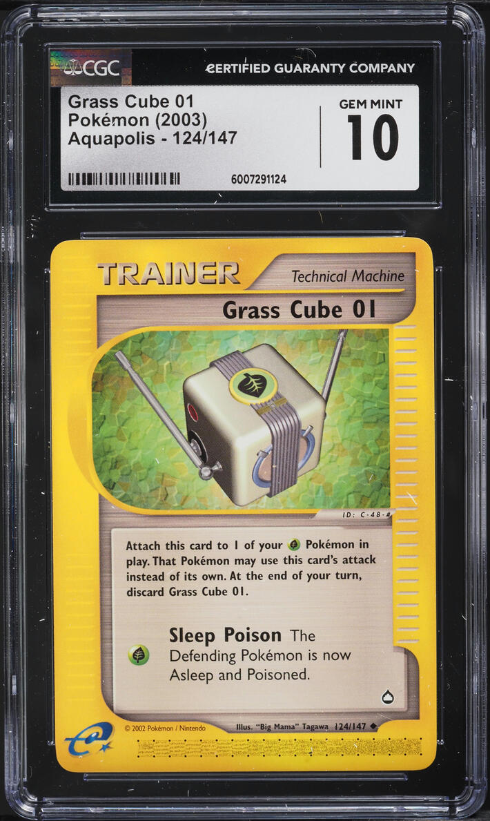 2003 POKEMON AQUAPOLIS GRASS CUBE 01 #124 CGC 10 GEM MINT