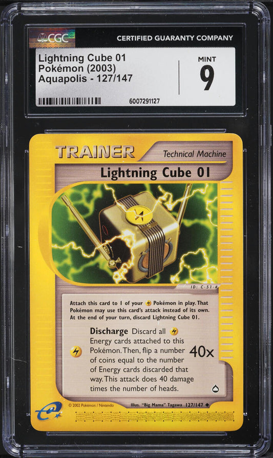 2003 POKEMON AQUAPOLIS LIGHTNING CUBE 01 #127 CGC 9 MINT