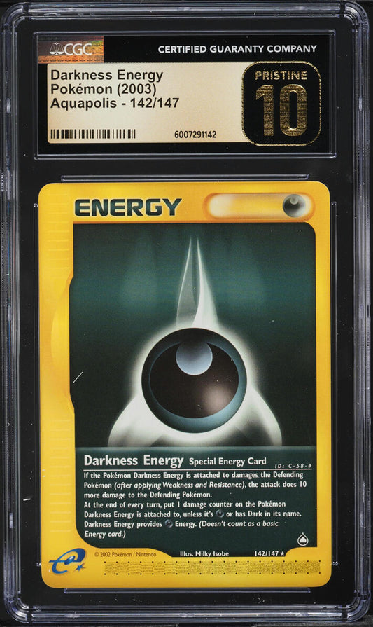 2003 POKEMON AQUAPOLIS DARKNESS ENERGY #142 CGC 10 PRISTINE