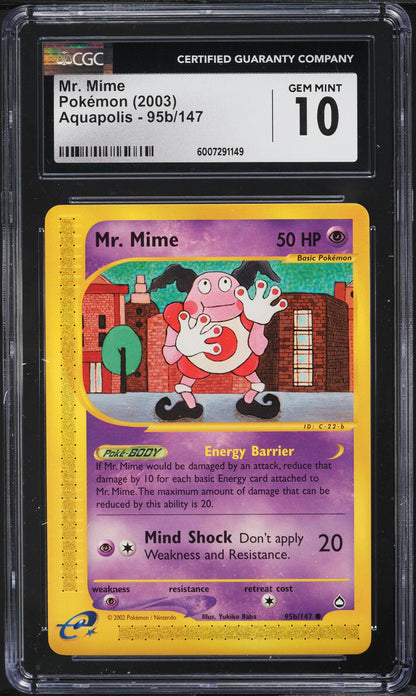 2003 POKEMON AQUAPOLIS MR. MIME #95B CGC 10 GEM MINT