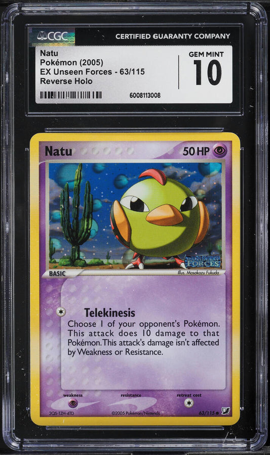 2005 POKEMON EX UNSEEN FORCES REVERSE HOLO NATU #63 CGC 10 GEM MINT