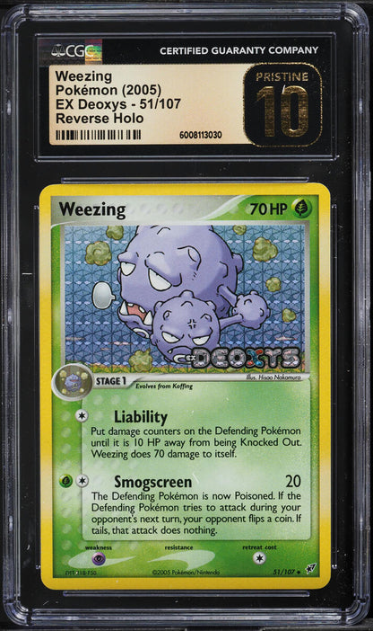 2005 POKEMON EX DEOXYS REVERSE HOLO WEEZING #51 CGC 10 PRISTINE