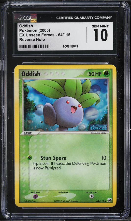 2005 POKEMON EX UNSEEN FORCES REVERSE HOLO ODDISH #64 CGC 10 GEM MINT