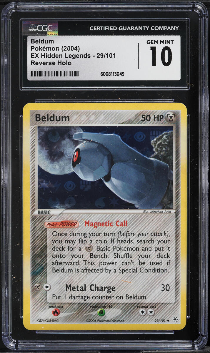 2004 POKEMON EX HIDDEN LEGENDS REVERSE HOLO BELDUM #29 CGC 10 GEM MINT