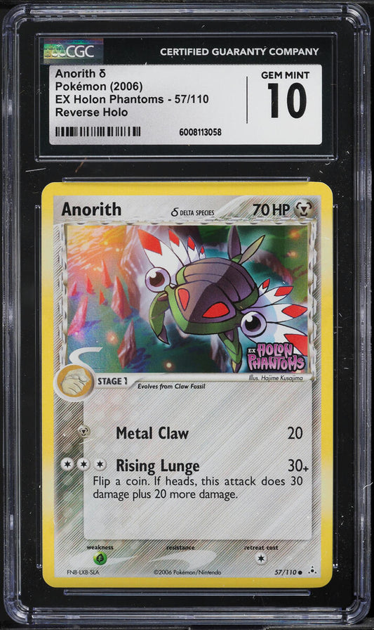 2006 POKEMON EX HOLON PHANTOMS REVERSE HOLO ANORITH #57 CGC 10 GEM MINT