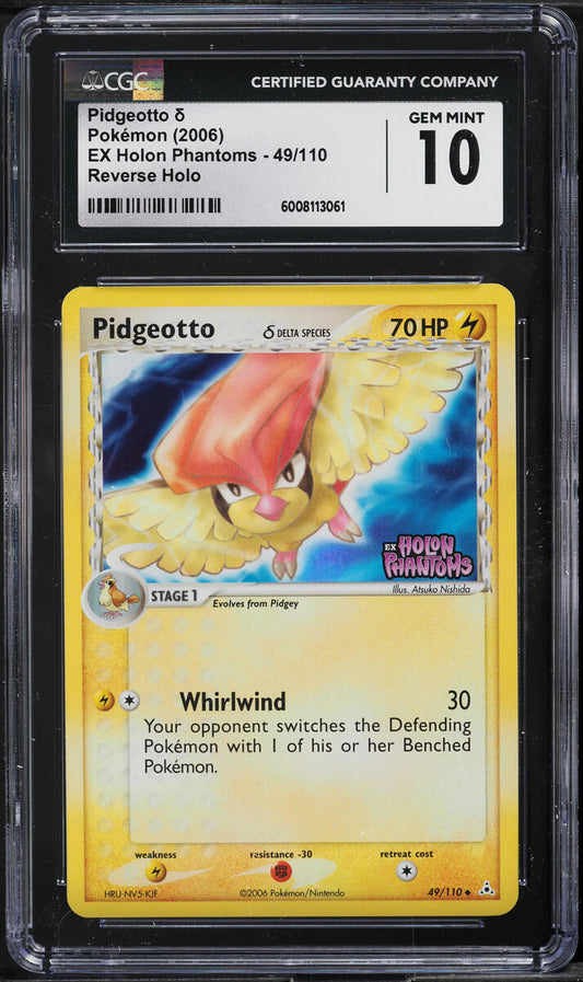 2006 POKEMON EX HOLON PHANTOMS REVERSE HOLO PIDGEOTTO #49 CGC 10 GEM MINT