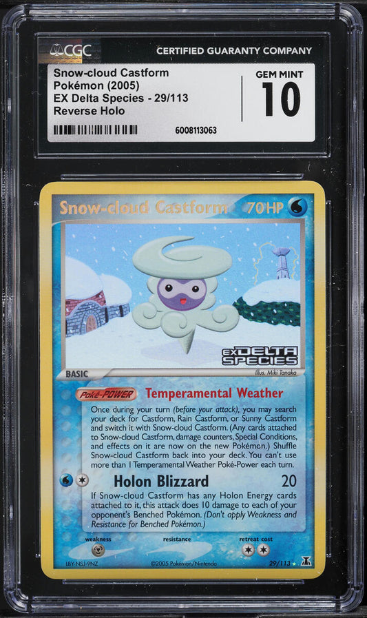 2005 POKEMON EX DELTA SPECIES REVERSE HOLO SNOW-CLOUD CASTFORM #29 CGC 10